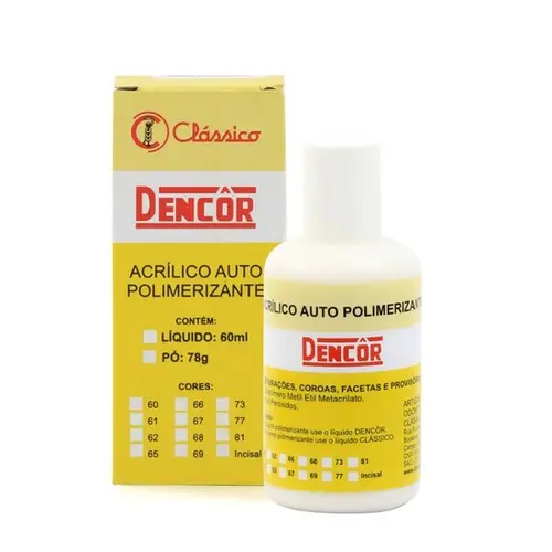 Resina Acrílica Autopolimerizável Dencor Pó Incisal 78g – Clássico
