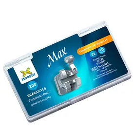 10.15.933 KIT DE BRÁQUETES 10 CASOS PRESCRIÇÃO ROTH MAX .022" CAN. 9° ANG. GANCHO CAN./PRÉS - MORELL
