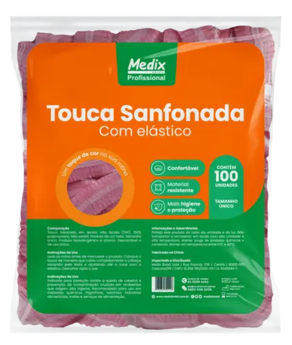 TOUCA SANFONADA C/ELASTICO ROSA  100UN - MEDIX