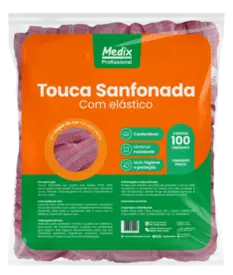 TOUCA SANFONADA C/ELASTICO ROSA  100UN - MEDIX