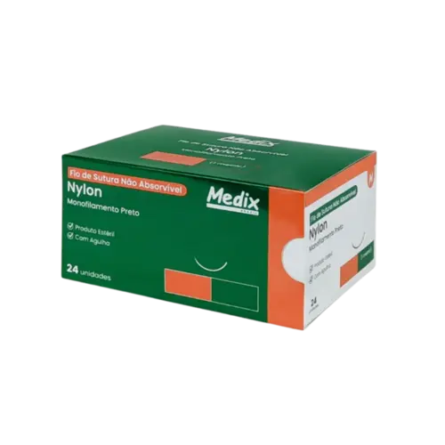 FIO DE SUTURA NYLON 3-0 45CM C/AG 20MM 3/8 TRIANGULAR C/ 24UN - MEDIX