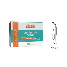 LAMINA DE BISTURI N21 C/100 UN CARBONO - MEDIX
