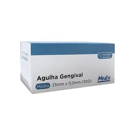 AGULHA GENGIVAL 25MM x 0.3MM (30G CURTA) C/100UN - MEDIX