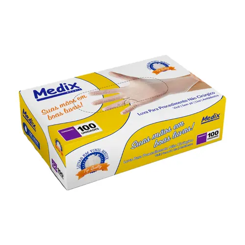 LUVA VINIL USO GERAL S/PO TAM G 100UN - MEDIX