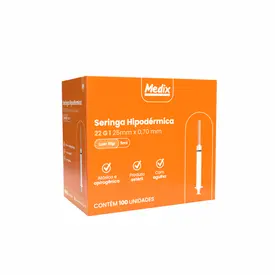 SERINGA 5ML C/AG LUER SLIP 25X0,70 (22G 1) UND MEDIX