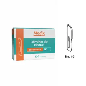 LAMINA DE BISTURI N10 C/100 UN CARBONO - MEDIX