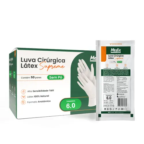 LUVA CIR LATEX SUPREME S/PO MEDIX TAM 6.0 PAR
