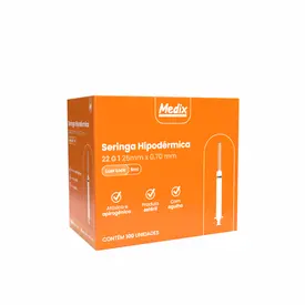 SERINGA 5ML C/AG LUER LOCK 25X0.70 (22G) UND MEDIX