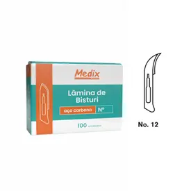 LAMINA DE BISTURI N12 C/100 UN CARBONO - MEDIX