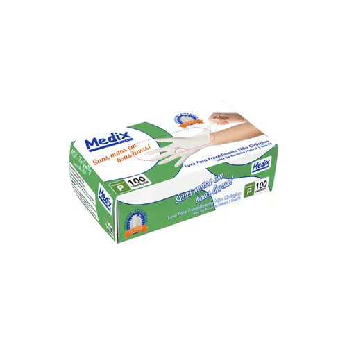 LUVA PROCEDIM LATEX SEM PO TAM P 100UN MEDIX