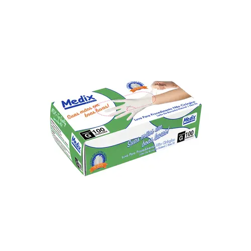 LUVA PROCEDIM LATEX SEM PO TAM G 100UN MEDIX