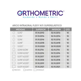 ARCO FLEXY NITI SUPER ELASTICO - REDONDO 0.020 - INFERIOR - 10 UN - ORTHOMETRIC