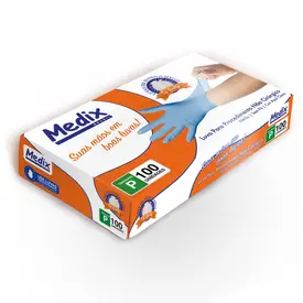 LUVA NITRILICA S/PO AZUL TAM P 100UN - MEDIX