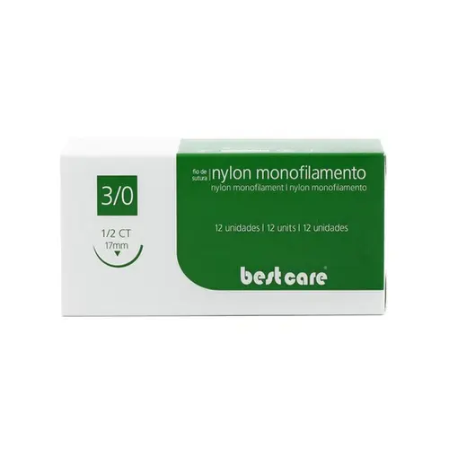 FIO SUTURA NYLON AZUL 3-0 - C/AG1/2 12UN BESTCARE