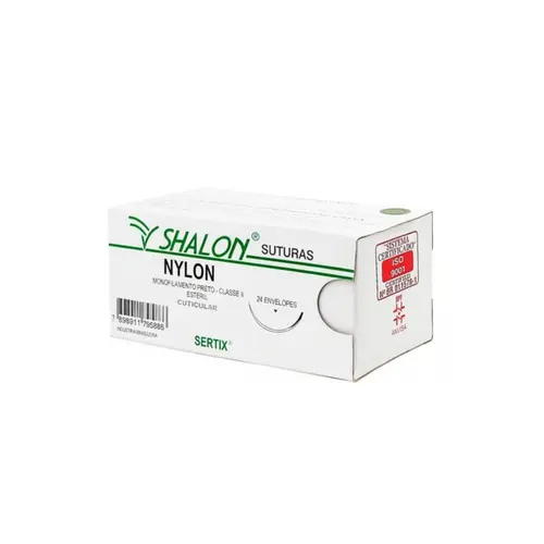 FIO DE SUTURA NYLON 2-0 TRG 2,0 CM SHALON