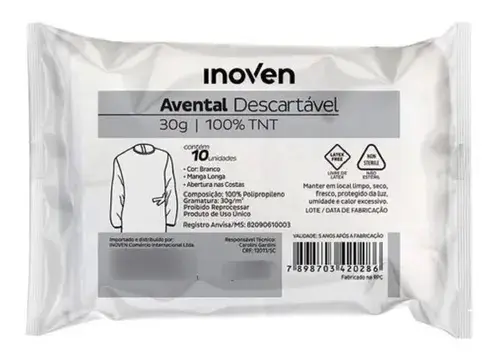 AVENTAL TNT 30G C/ 10UND - (10X10) - INOVEN