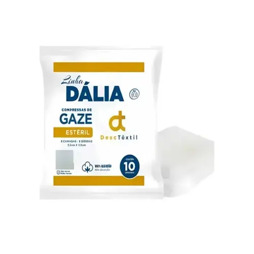 Compressa de Gaze Estéril 7,5 x 7,5 cm 13 Fios c/10 - Desctextil