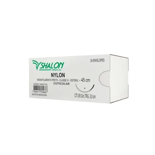 FIO DE SUTURA NYLON 3-0 TRG 1,5 CM SHALON