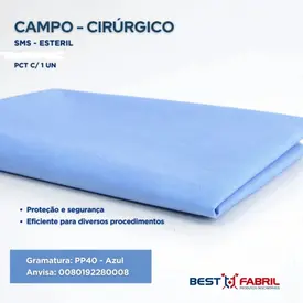 CAMPO CIRURGICO SMS PP40 AZUL 0.70X0.70M (ESTERIL) PCT C/1 UN - BEST FABRIL