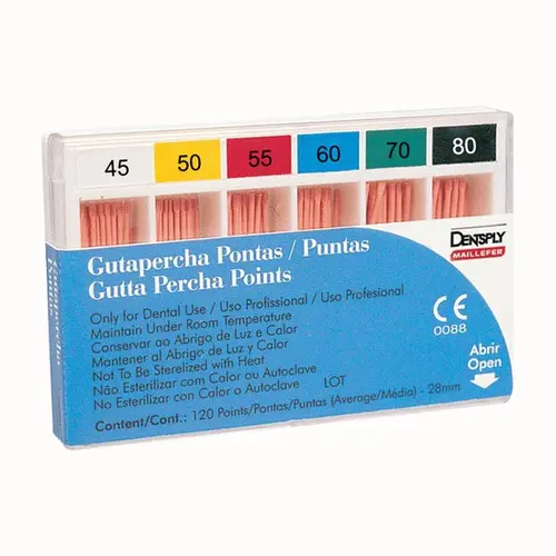 GUTA PERCHA CALIBRADA 45-80 28MM SORT ROSA120UN M/ DENTSPLY