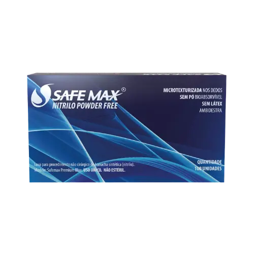 LUVA PROCED NITRILICA AZUL SAFEMAX TAM M - BY SUPERMAX